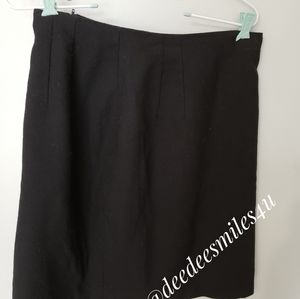 EUC Giorgio Sant' Angelo Black 100% Wool Skirt 12 Back Slit Zipper And Hook